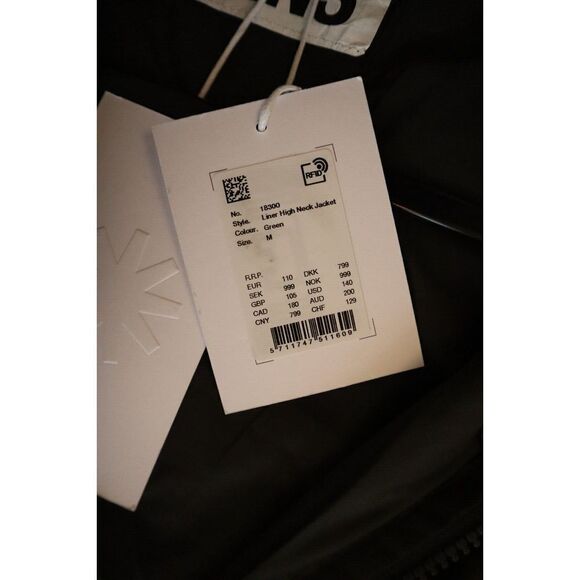 RAINS 18300 Unisex Sz Medium Evergreen Full Zip Liner High-Neck Jacket - Picture 5 of 10